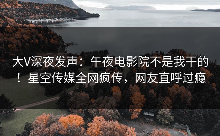 大V深夜发声：午夜电影院不是我干的！星空传媒全网疯传，网友直呼过瘾