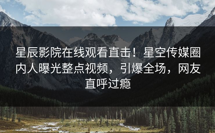 星辰影院在线观看直击！星空传媒圈内人曝光整点视频，引爆全场，网友直呼过瘾