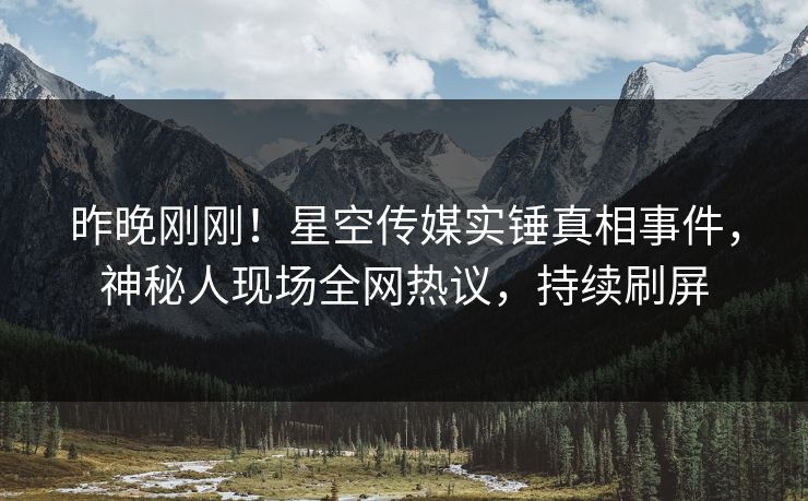 昨晚刚刚！星空传媒实锤真相事件，神秘人现场全网热议，持续刷屏