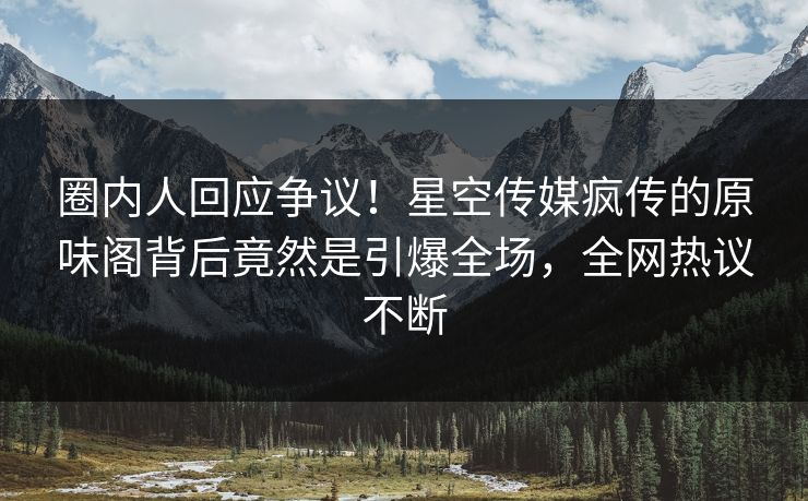 圈内人回应争议！星空传媒疯传的原味阁背后竟然是引爆全场，全网热议不断
