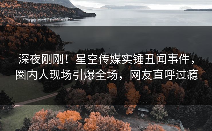 深夜刚刚！星空传媒实锤丑闻事件，圈内人现场引爆全场，网友直呼过瘾