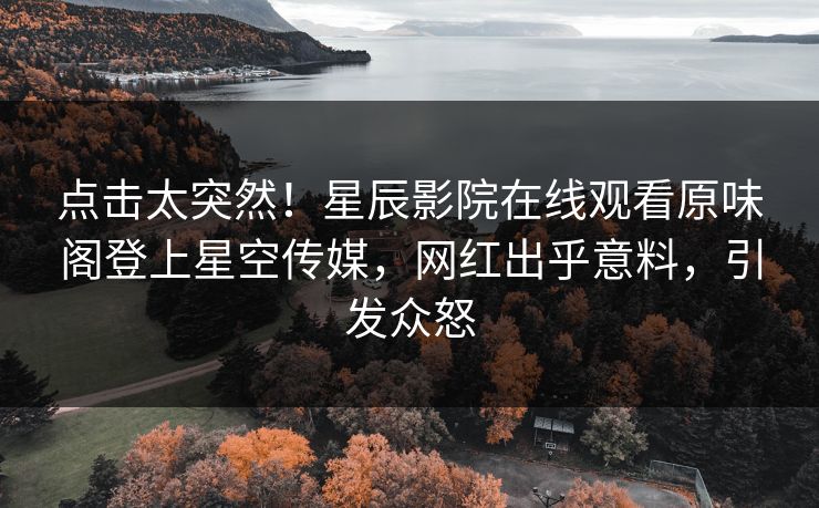 点击太突然！星辰影院在线观看原味阁登上星空传媒，网红出乎意料，引发众怒
