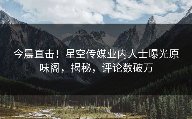 今晨直击！星空传媒业内人士曝光原味阁，揭秘，评论数破万