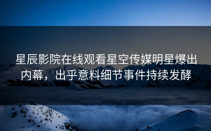 星辰影院在线观看星空传媒明星爆出内幕，出乎意料细节事件持续发酵