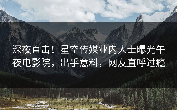 深夜直击！星空传媒业内人士曝光午夜电影院，出乎意料，网友直呼过瘾