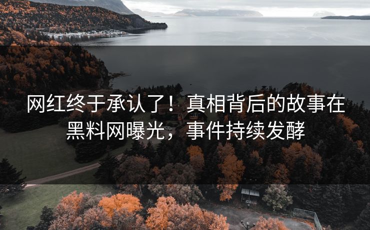 网红终于承认了！真相背后的故事在黑料网曝光，事件持续发酵