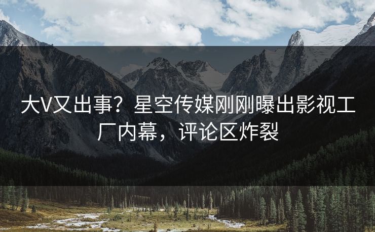 大V又出事？星空传媒刚刚曝出影视工厂内幕，评论区炸裂