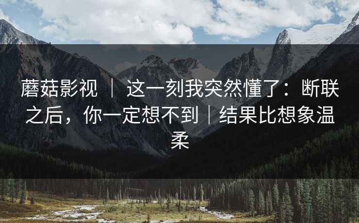蘑菇影视 ｜ 这一刻我突然懂了：断联之后，你一定想不到｜结果比想象温柔